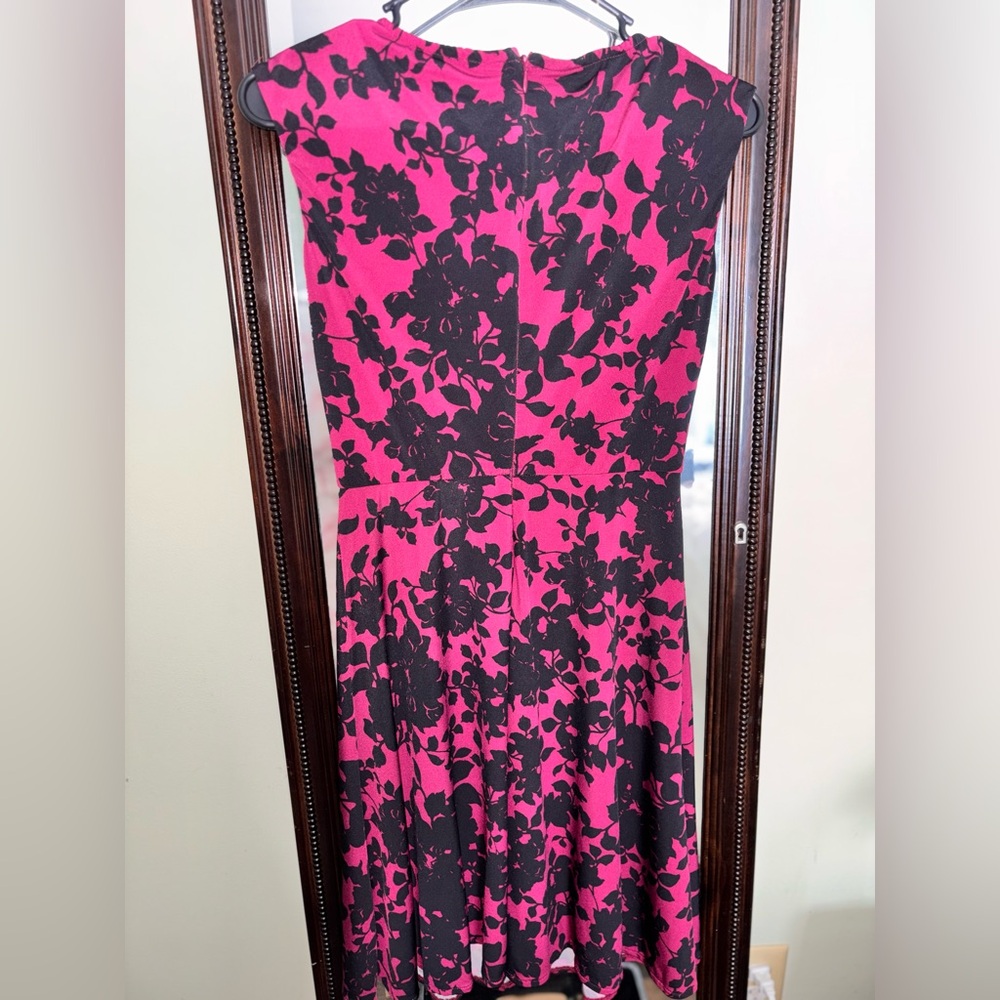 Elegant Black and Pink Floral Dress